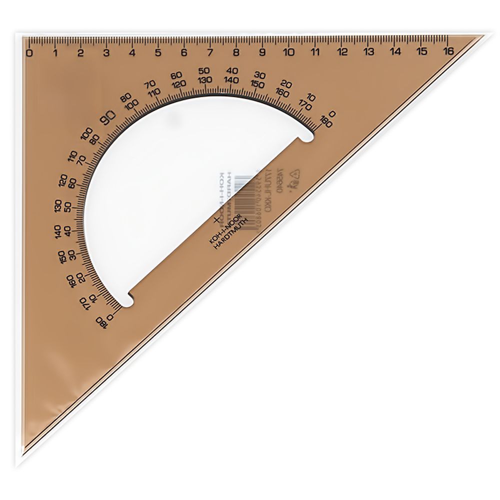 Угольник 45 градусов KOH-I-NOOR (транспортир 180 градусов), с транспортиром 180 градусов 074564000000