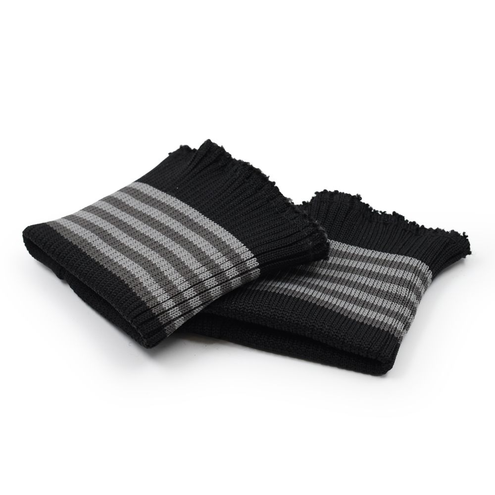 Манжеты трикотажные 8.0х9.0 см, 1 пара, средней плотности, 18 кл, 2х1, цв. черн/с серыми полосками