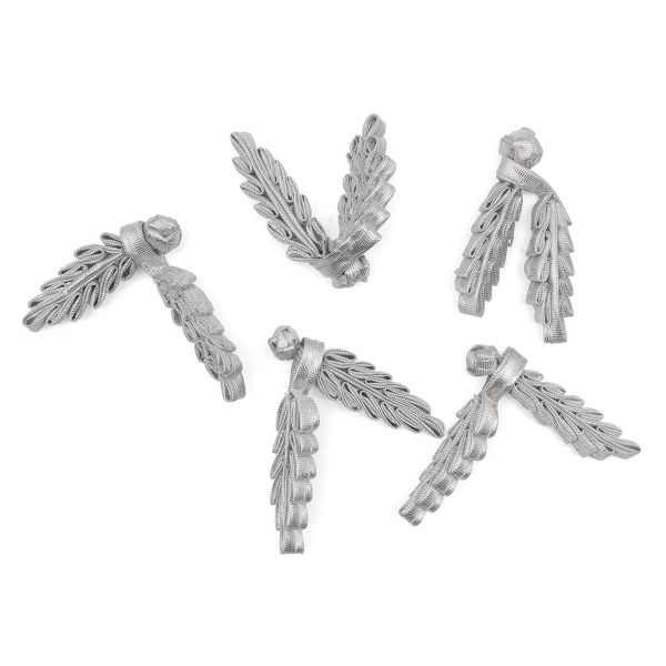 Сутажная застежка, 11 см (серебро), NO.4, 5 шт