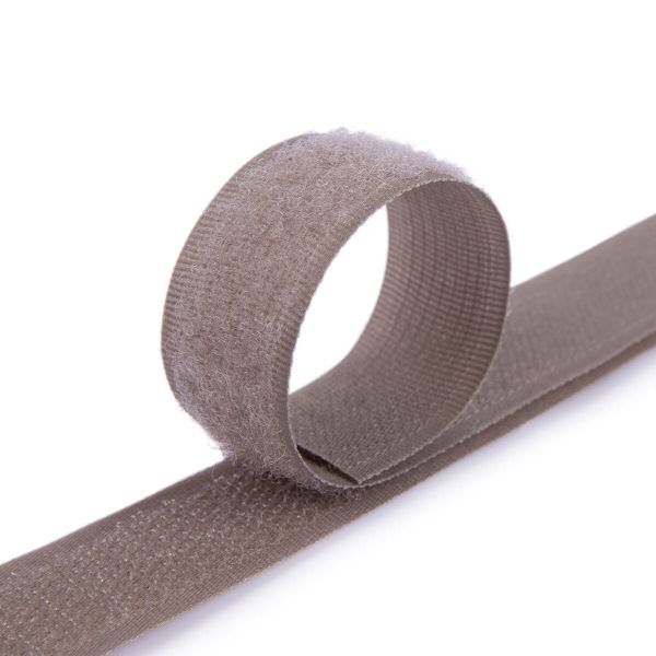Лента контактная липучка (велкро) пришивная 25 мм / 25 метров, 049 серый, Gamma LG-25, ПАРА (крючок+петля), качество 