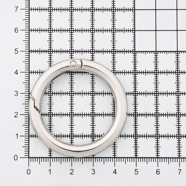 Карабин металл кольцо 34 мм (46х46 мм), никель, 4 шт