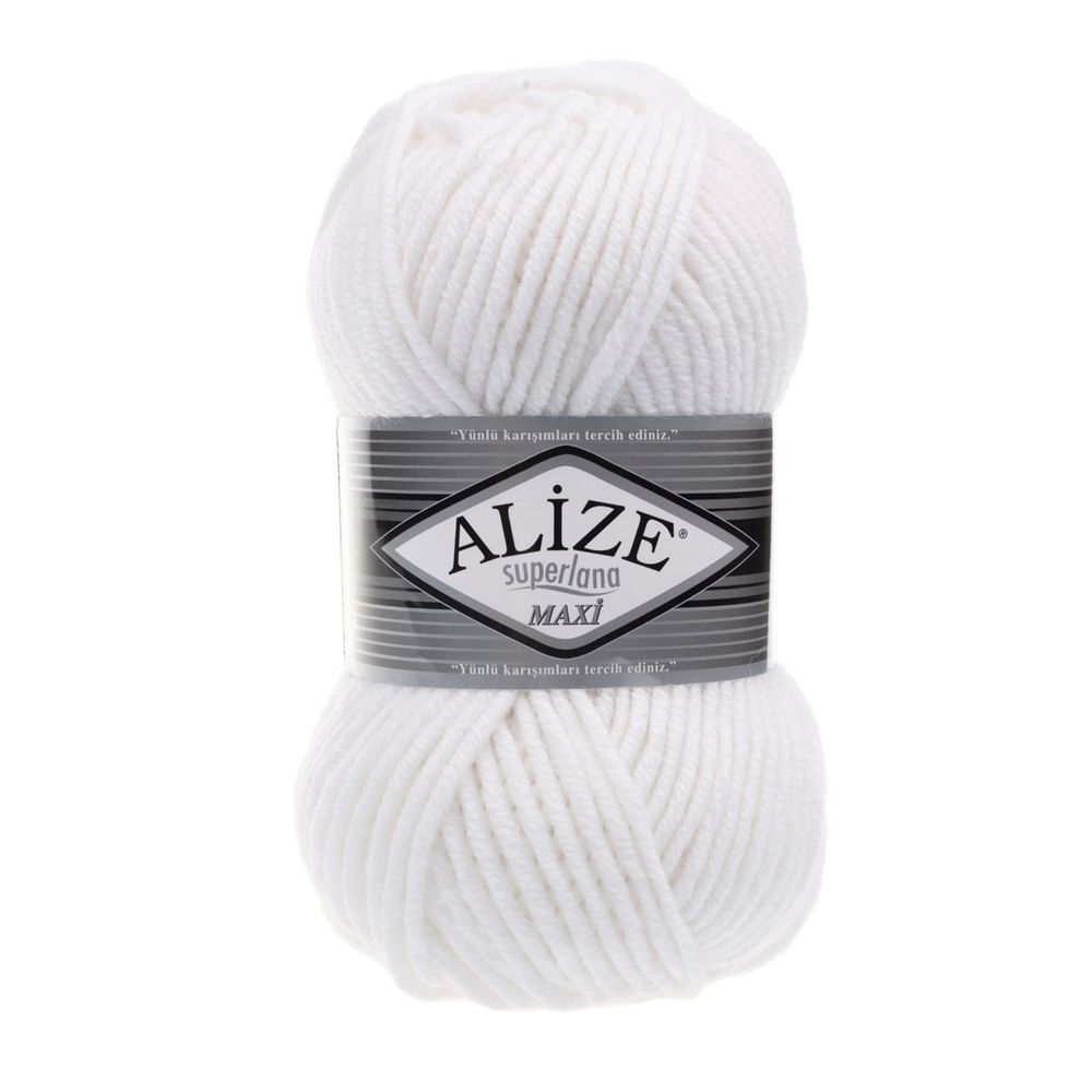 Пряжа Alize (Ализе) Superlana Maxi / уп.5 мот. по 100 г, 100м, 055 белый A