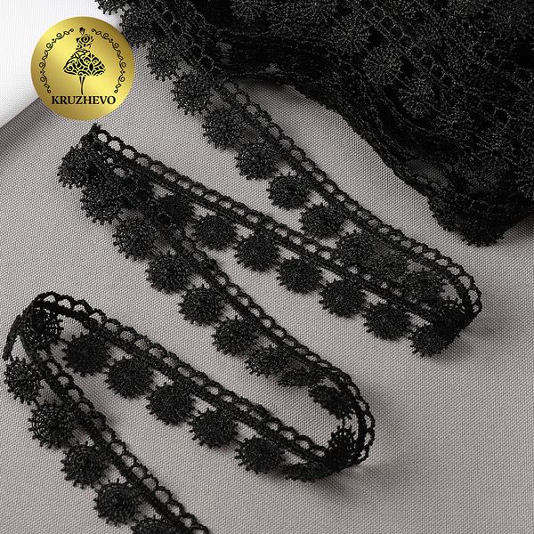 Кружево гипюр (плетёное) 20 мм / 13.71 метров, TBY.8GB0730, цв.черный