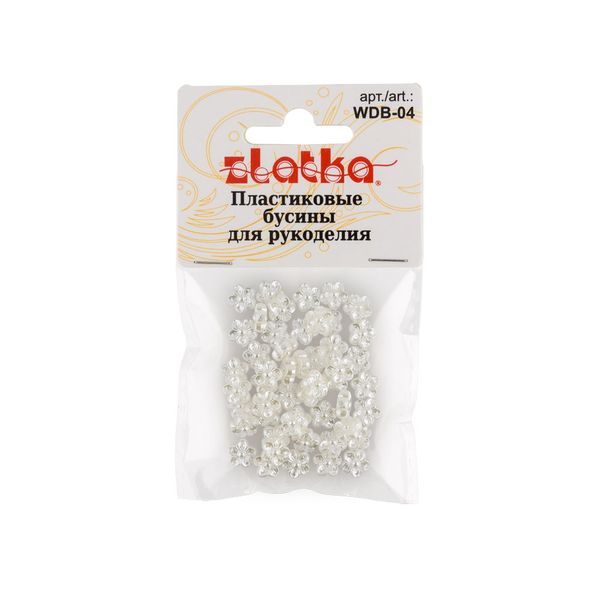 Бусины пластик 8х8 мм, 500 шт (10х50 шт), №01 цветок под жемчуг, Zlatka WDB-04