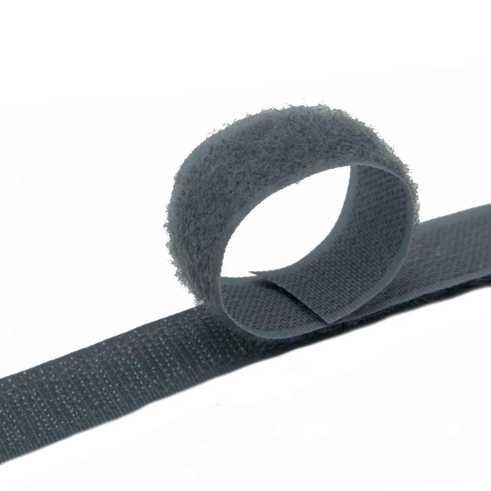 Лента контактная липучка фасовка (велкро) пришивная 20 мм / 25 см, 22 серый, ПАРА (крючок+петля), Hobby&Pro, качество "A"