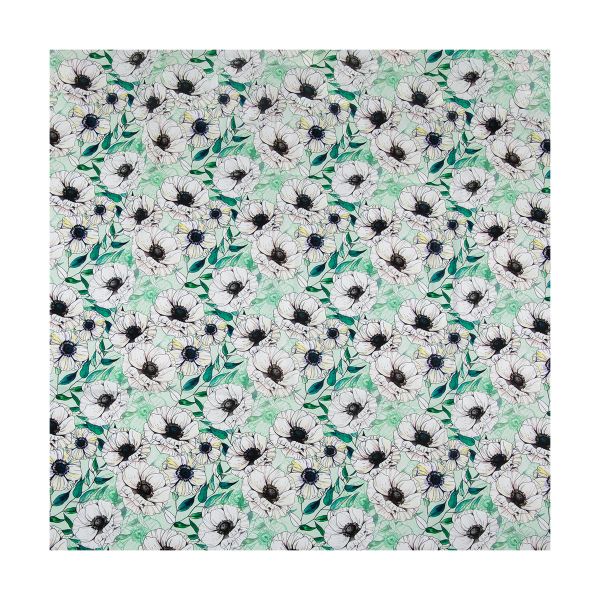 Ткань для пэчворка Peppy Цветущие анемоны 50х55 см, 140±5 г/м², ЦА-02 зеленый