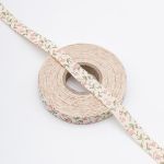 Лента декоративная х/б Цветы 15.0 мм / 25±1 метров, бело-красный, 3448