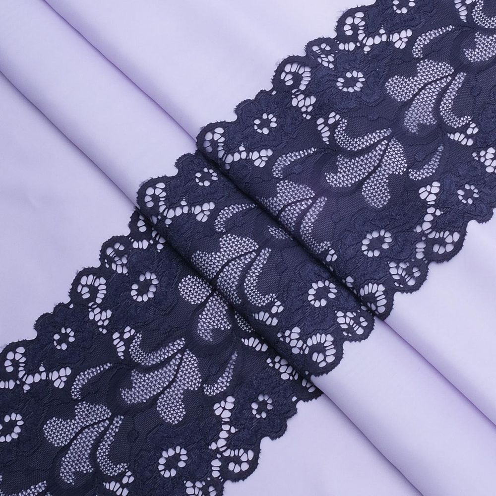 Кружево бельевое эластичное 150 мм / 3.4 метра, цвет темно-синий