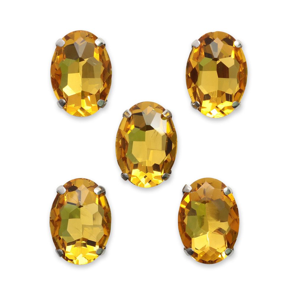 Хрустальные стразы в цапах овальной формы, желтый 10х14 мм, 5 шт., ОЦ004НН1014