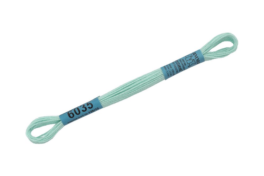 Мулине Gamma 100% хлопок, цв.6035 св.бирюзовый, 24 мотка по 8 метров