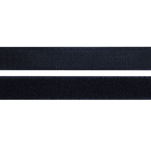 Лента контактная липучка (велкро) пришивная 25 мм / 25 метров, черный, ПАРА (крючок+петля), качество 