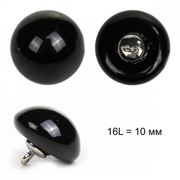 Пуговицы на ножке пластик B306 цв.02 черный 16L на ножке 30 шт