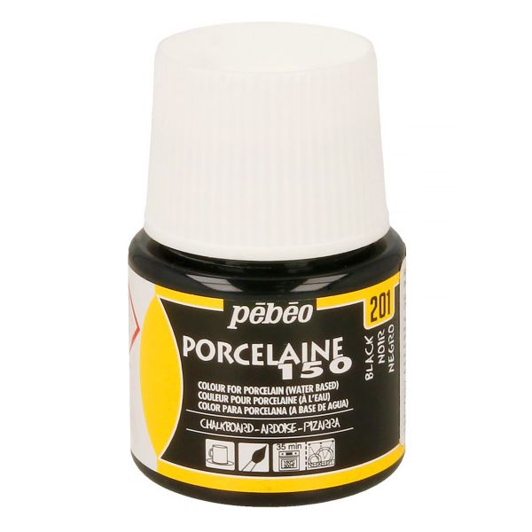Краска по фарфору и керамике (под обжиг) матовая Porcelaine 150 45 мл, 024-201 черный сланец, Pebeo