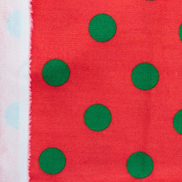 Мех коротковорсовый 1,5мм с принтом горох, 47*47см (±2см), 100% п/э (красный/зеленый) 29491
