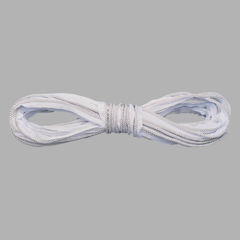 Кант витой 5 мм / 25 метров, полиэстер, белый/11 светлое серебро, 3AR3293