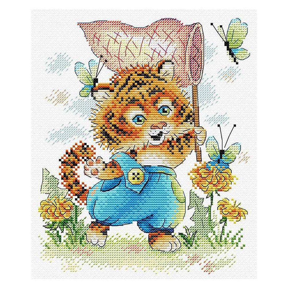 Набор для вышивания нитками МП Студия, Полосатый охотник 22х18см