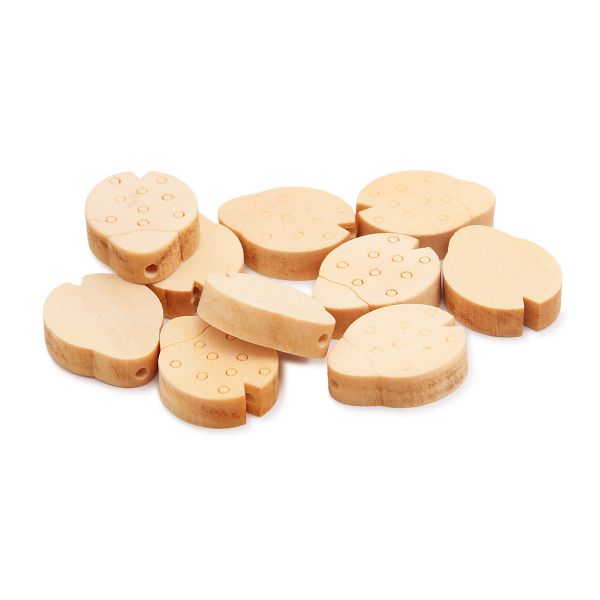 Бусины дерево 19х23 мм, неокрашенные, божья коровка, 10 штук, Astra&Craft