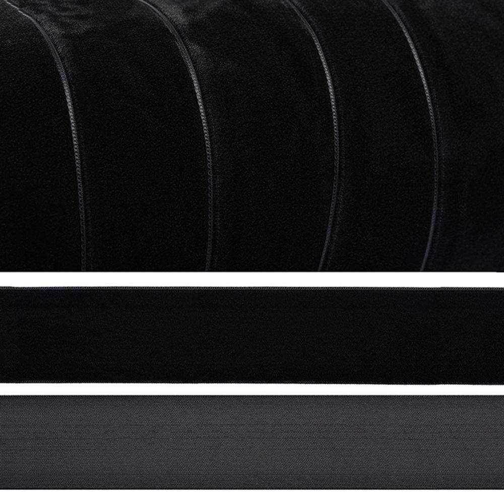 Лента бархатная (тесьма) 25.0 мм / 5 метров, LB2503 нейлон, цв.черный