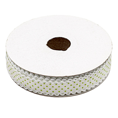 Лента декоративная Горох, 20.0 мм / 25±1 метров, (04 белый/зеленый), YH97