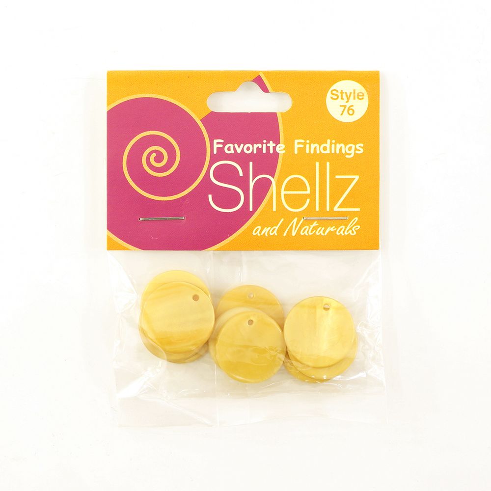 Пуговицы Shellz &amp; Natural Round River Shell Dangles 20 мм, жёлтый, 10 шт, Blumenthal Lansing