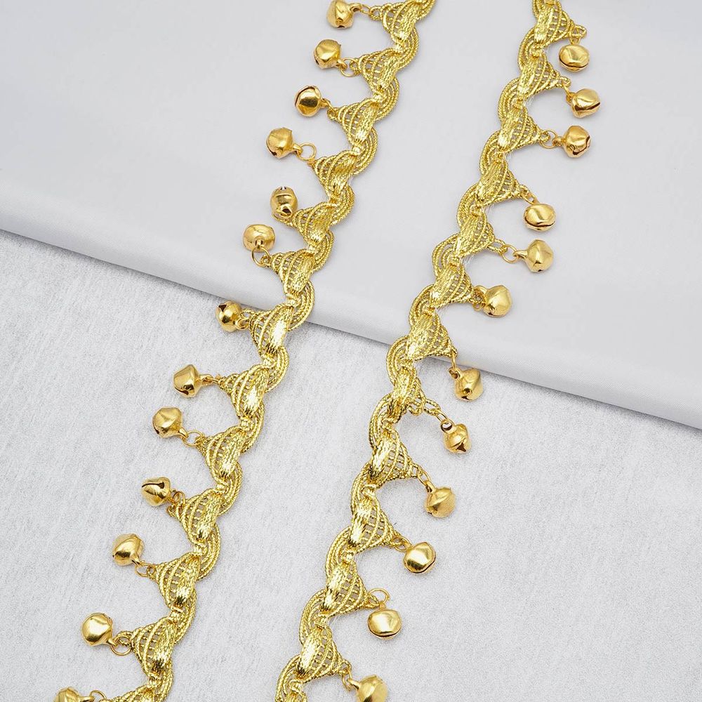 Тесьма отделочная металлизированная с бубенчиками 25.0 мм / 9.14 метра, золото