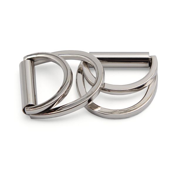 Полукольцо двойное металл внутр. 20 мм (внешн. 26х25 мм), 2 шт, серебро никель, MT-1852