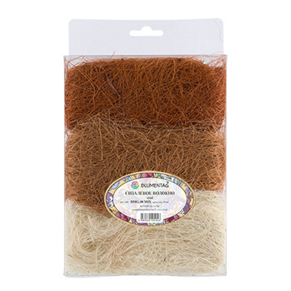 Сизалевое волокно 30 г,±3 г, 06 белый/св.коричневый/коричневый, Blumentag BMG-30 MIX