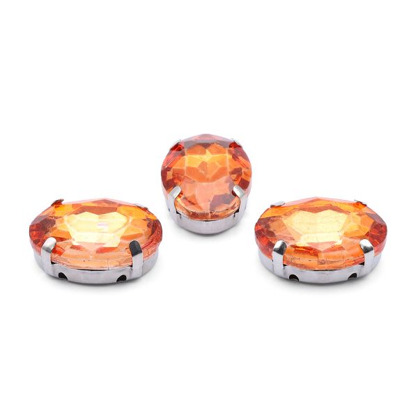 Хрустальные стразы в цапах овальной формы, оранжевый 13х18мм, 3 шт, ОЦ020НН1318