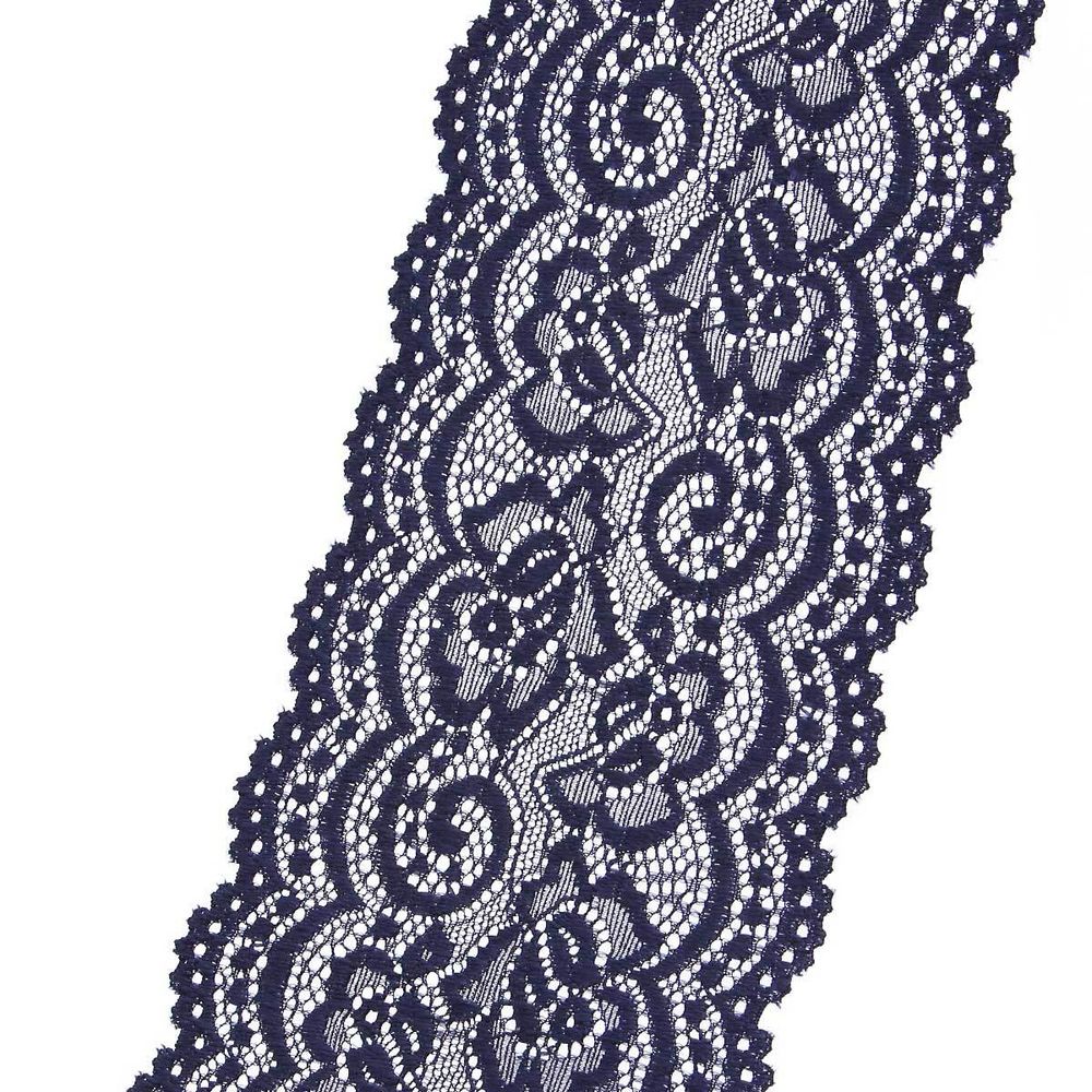 Кружево эластичное (стрейч) 100 мм / 3 метра, C147 индиго