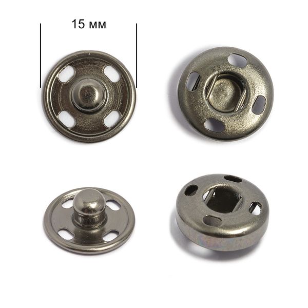 Кнопка пришивная металл ⌀15.0 мм, цв.никель черный, уп., 50 шт, TBY