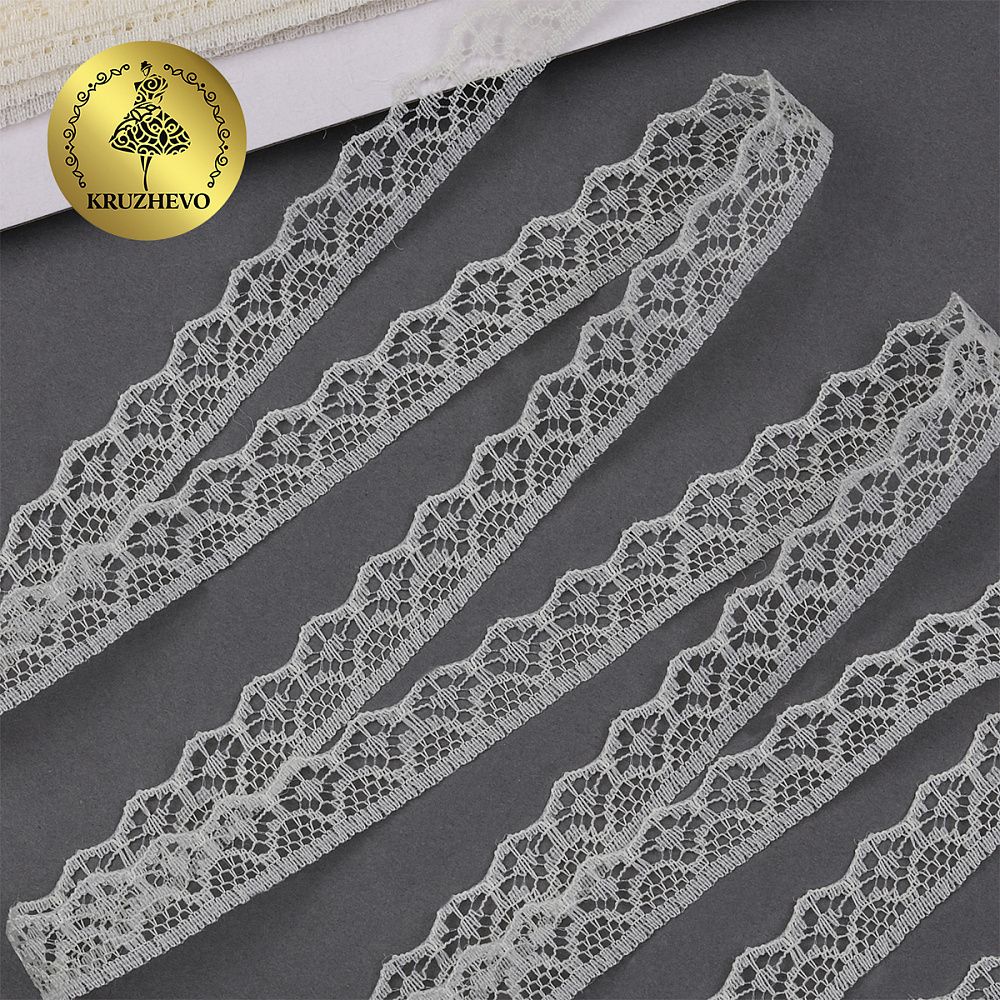 Кружево отделочное в стиле "трикотаж" 12 мм 150-2 цв.02 молочный, 27.4 м