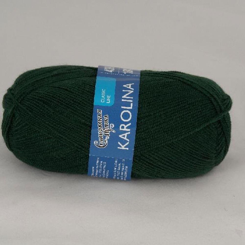 Пряжа Семеновская Karolina / уп.5 мот. по 100 г, 438 м, 0062 т.зеленый