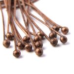 Штифты с шариком 3см, 50 шт в упак, Астра, Медь