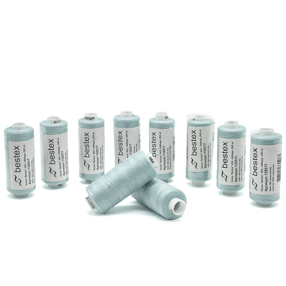 Нитки швейные бытовые Bestex 40/2, 365 м (400 ярд) / 10 кат., 084 зеленый лед