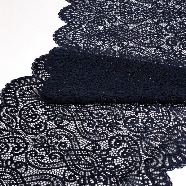 Кружево бельевое эластичное 225 мм / 120 м, 40992 цв.L061 т.синий, Kruzhevo