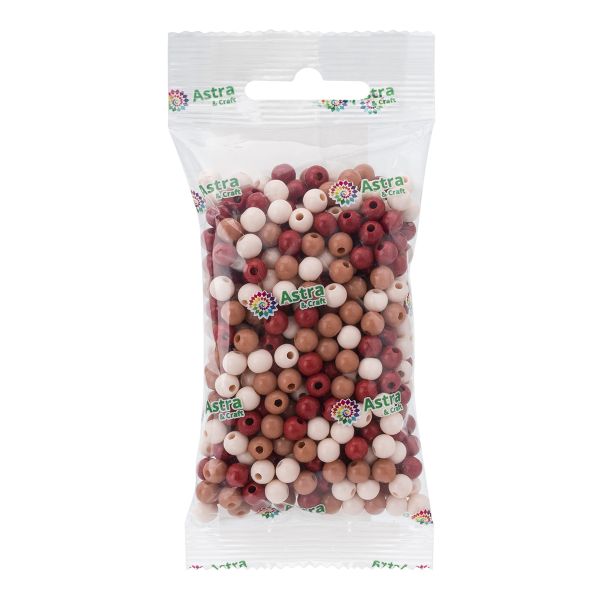 Бусины пластик ⌀6 мм, 50 г, микс цвета, круглые, Astra&Craft (тёплый микс), 1AL121-1