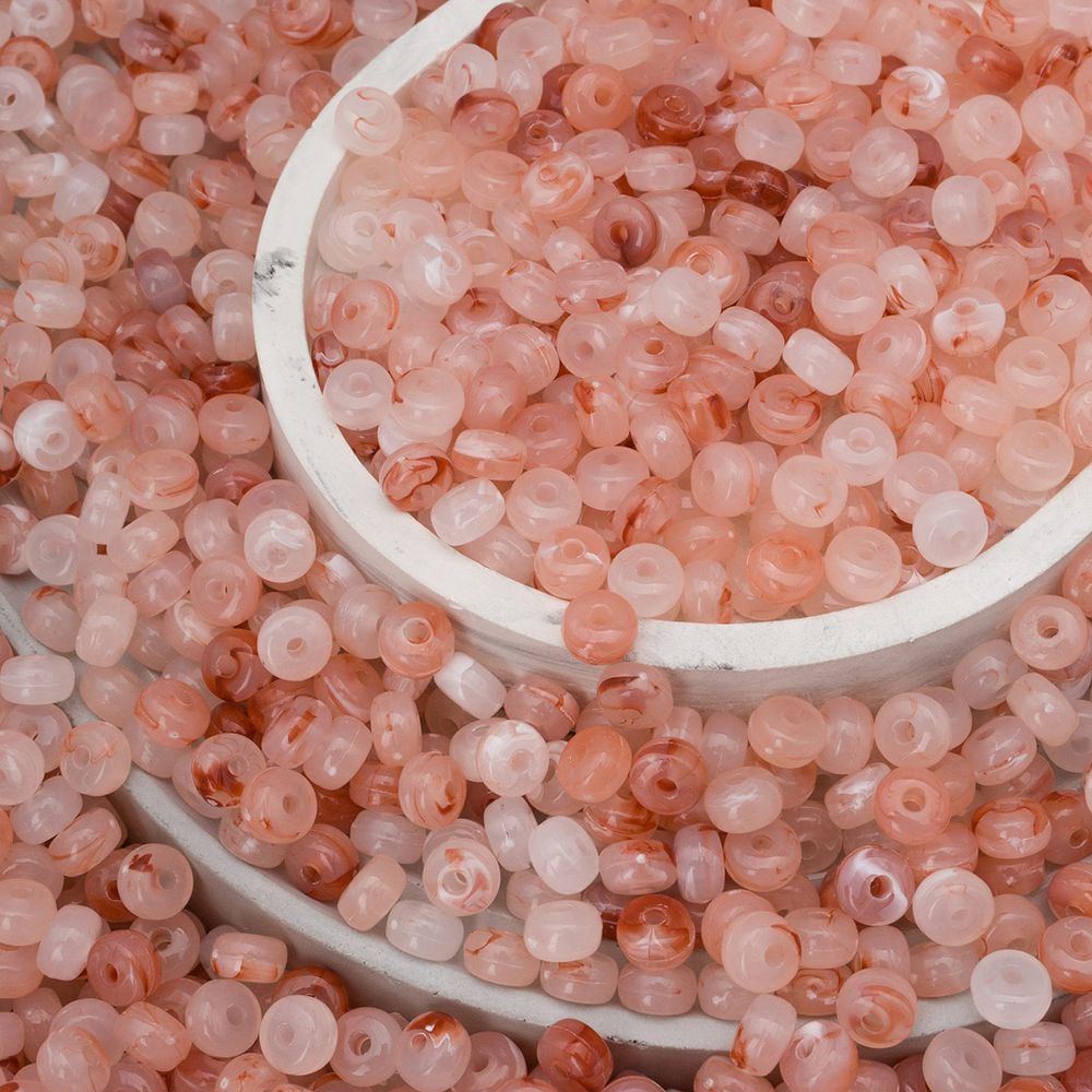 Бусины акрил 4х7 мм, 500 г, прозрач. в цвете, шайба, AD080 розовый кварц, (7748710)2460 , Astra&Craft