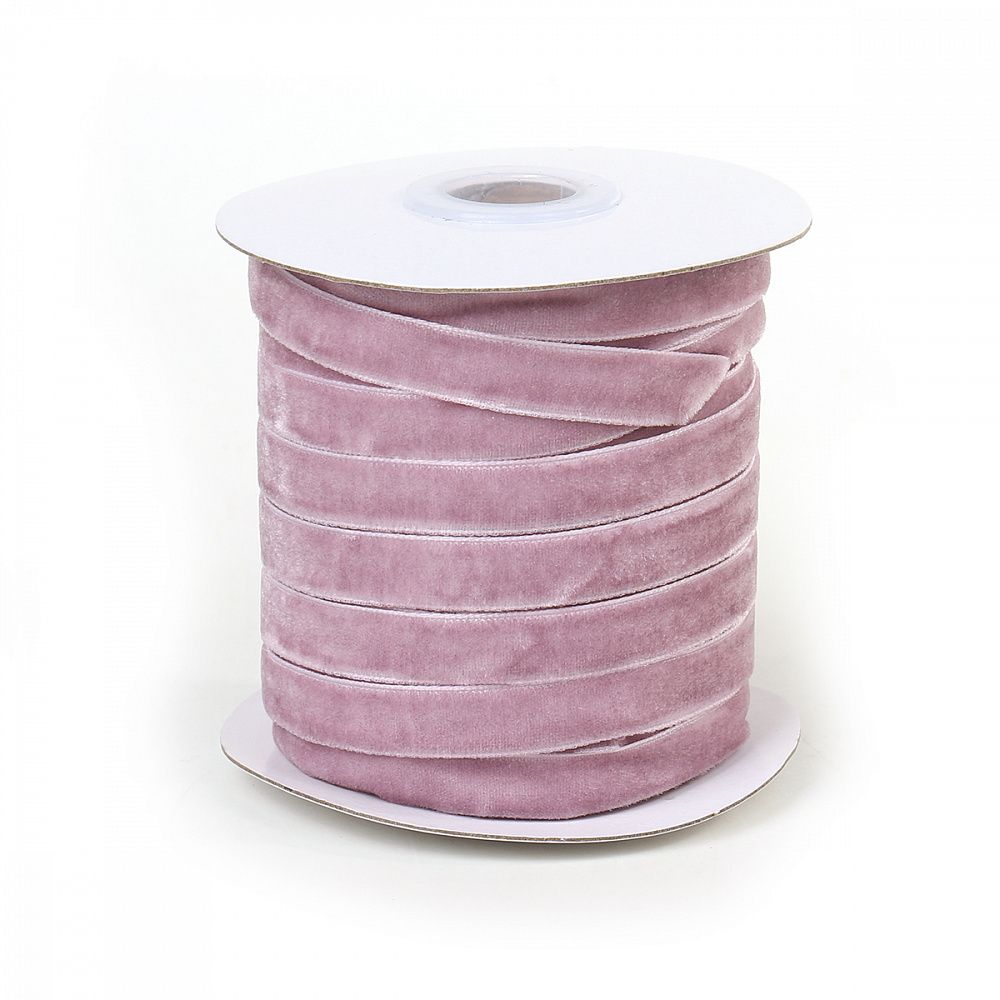 Лента бархатная (тесьма) 10.0 мм / 22.86±1 метров, арт.10VR73 нейлон цв.сиреневый