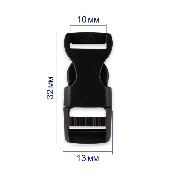 Фастекс (пряжка трезубец) пластик 10 мм, 100 шт, черный, Gamma SB04