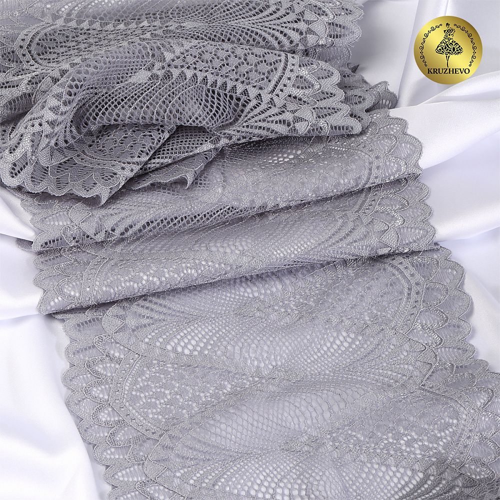 Кружево бельевое эластичное 190 мм / 3 метра, TBY.30200, цв.17 серый, Kruzhevo