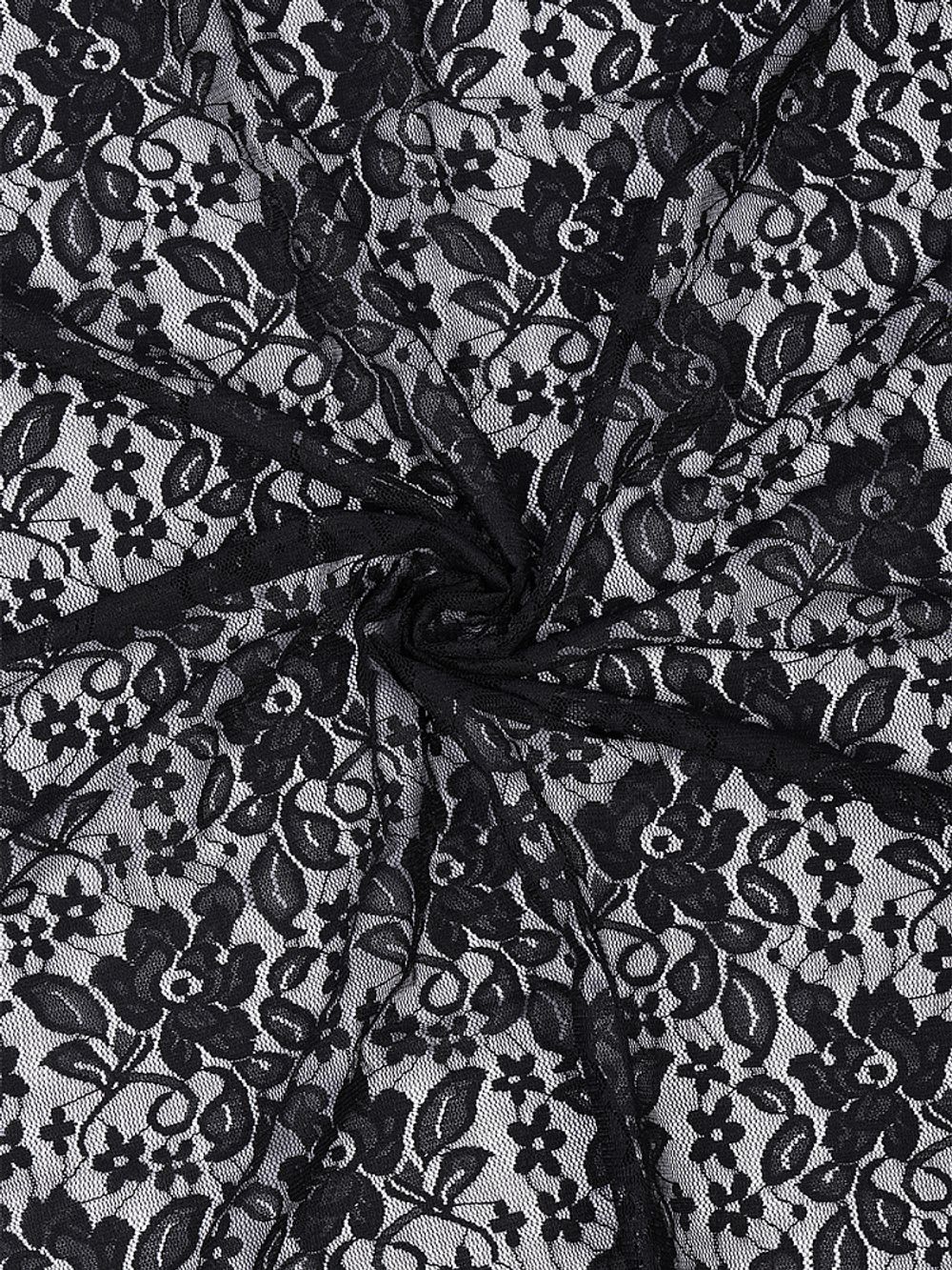 Ткань кружевная (гипюр стрейч) 90 г/м², 150 см / 45 метров, TBY.M0064 цв.черный