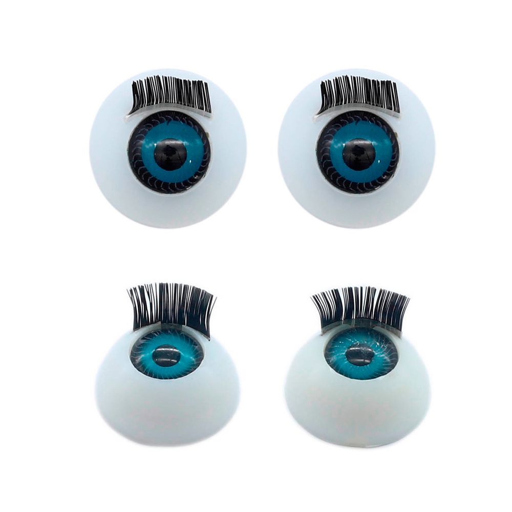 Глаза для кукол и игрушек с ресничками круглые 18 мм, 4 шт в упак, голубой