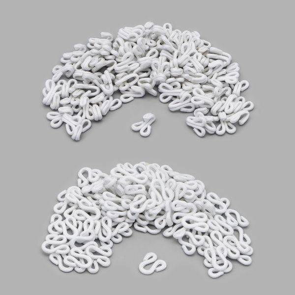 Крючки пришивные в оплетке 10х25 мм, цв.белый, 100 шт