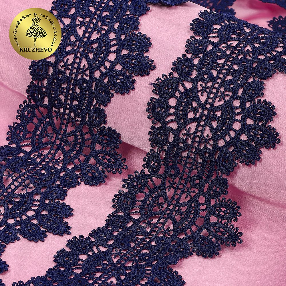 Кружево гипюр (плетёное) 70 мм / 13.71 метров, TBY.SUN.11, цв.F330 темно-синий