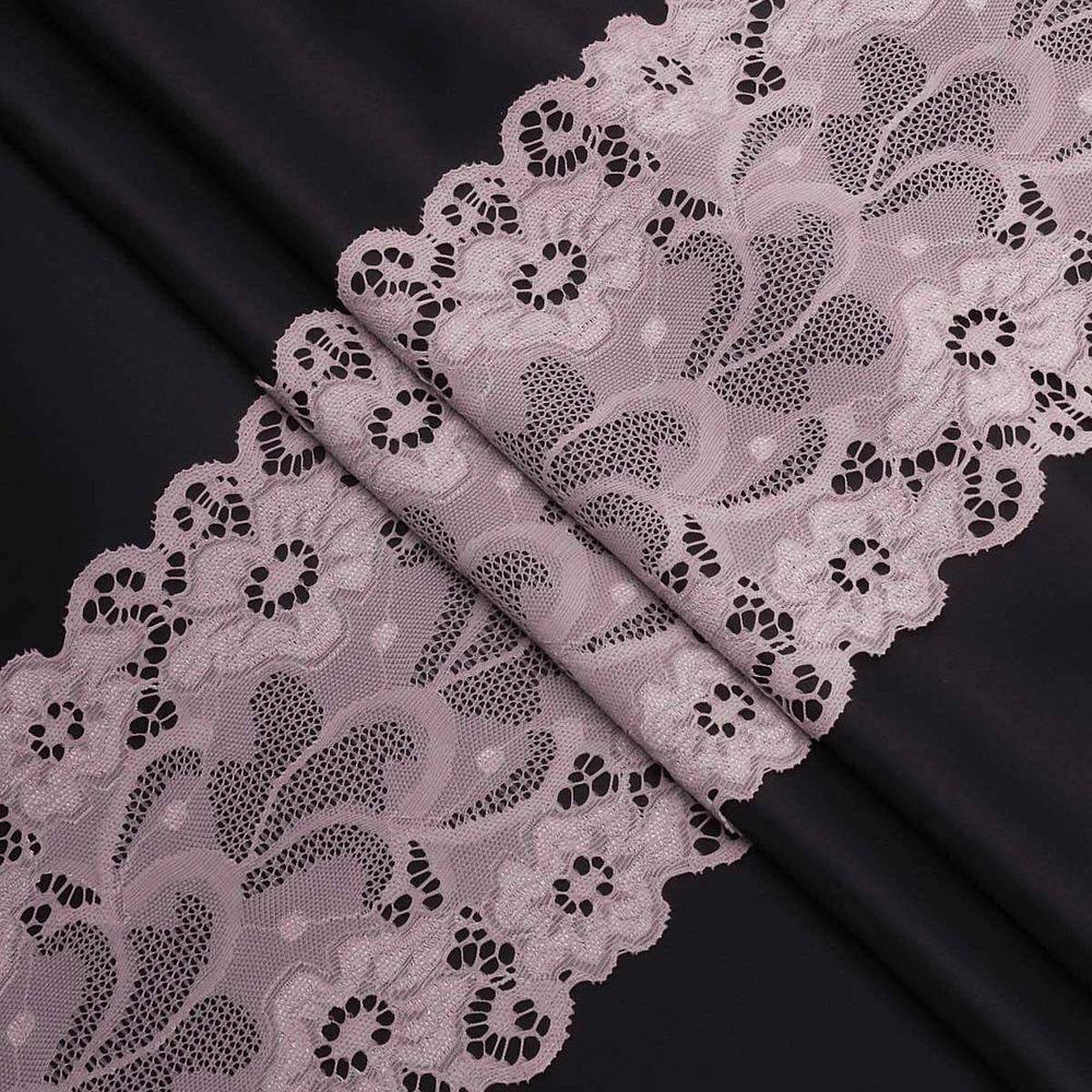 Кружево бельевое эластичное 150 мм / 3.4 метра, цвет пудровый