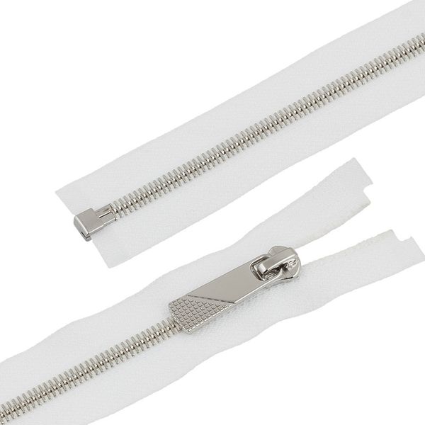 Молния металл Т5 (5 мм) 1 зам., разъем., 70 см, декор, серебро, белый, KAP-5 Gamma, 5 шт