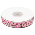 Лента репсовая (в рубчик) Цветочки 4 1,5см*22.86 м (белый)