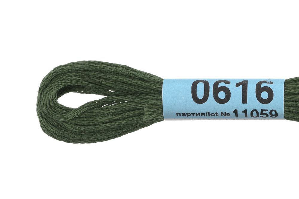 Мулине Gamma 100% хлопок, цв.0616 т-хаки, 24 мотка по 8 метров