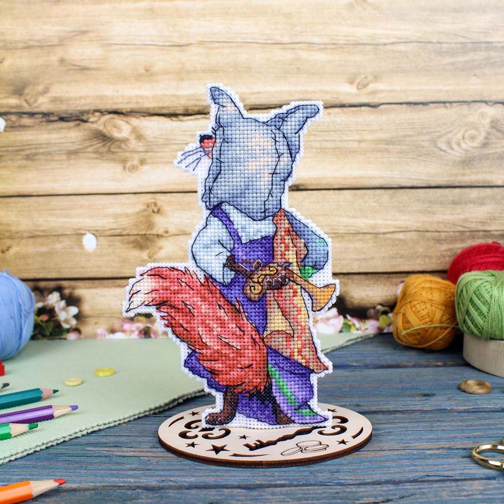 Набор для вышивания нитками МП Студия, на пластиковой канве Лиса Алиса 17х10см