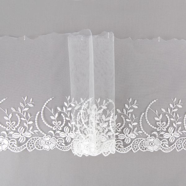 Кружево на сетке 190 мм / 10 м, слоновая кость, Gamma GKM-1904